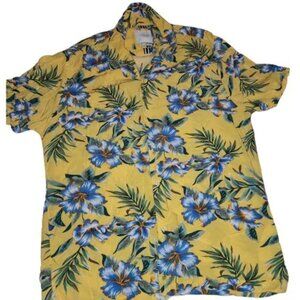 Cactus Man Ricky Singh Men Mustard Yellow Short Sleeve Button-Up Shirt Large